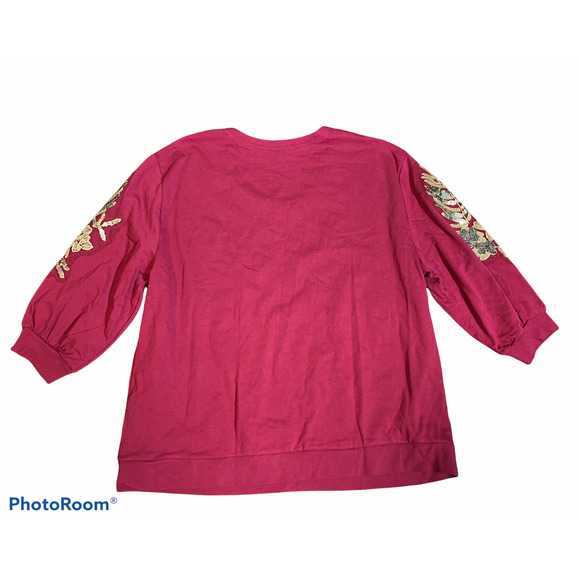 Roaman's Sweat Shirt Pullover Plus Size 1X Pink - Picture 2 of 7